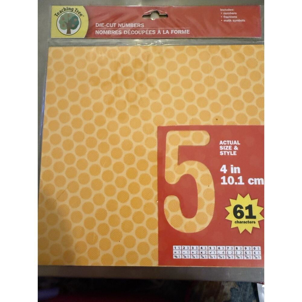 NWT Teaching Tree Bulletin Board Die-Cut Numbers 61 Char, 4" Orange Polka Dots